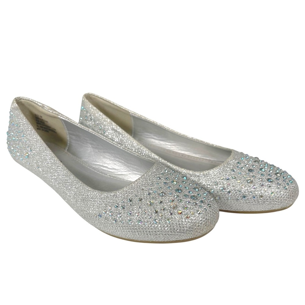 Hotcakes 6M Silver Ballet Flats Rhinestone Glitter‎ Sparkle Glam Princesscore